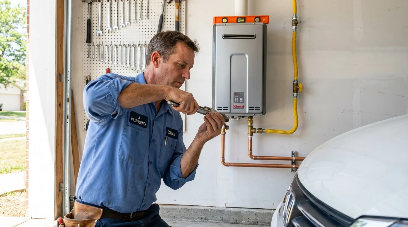 Tankless water heater installation by a Johns Plumbing LLC plumber in Carmi